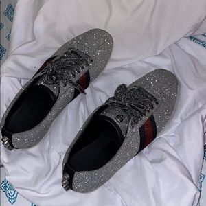 Gucci silver glitter sneakers